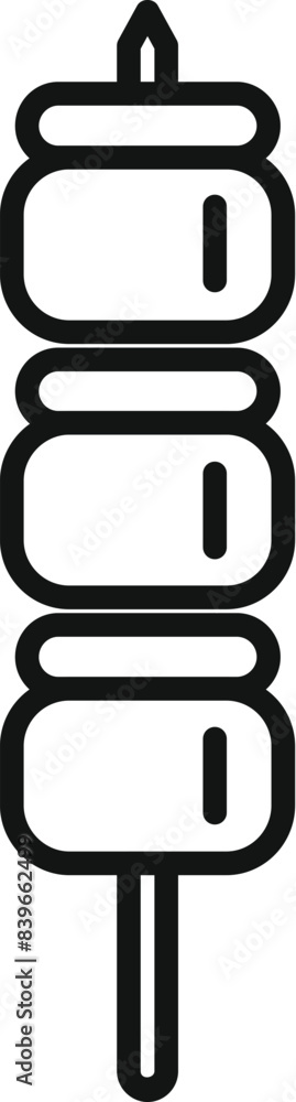 Black and white vector illustration of a delicious and tasty grilled marshmallow skewer icon, perfect for campfire, camping, summer snack, outdoor picnic, or party celebration Black and white vector illustration of a delicious and tasty grilled marshmallow skewer icon, perfect for campfire, camping, summer snack, outdoor picnic, or party celebration