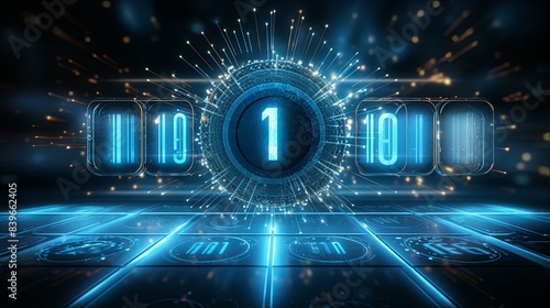 Wallpaper Mural A blue and white clock with the numbers 1 and 10 on it Torontodigital.ca