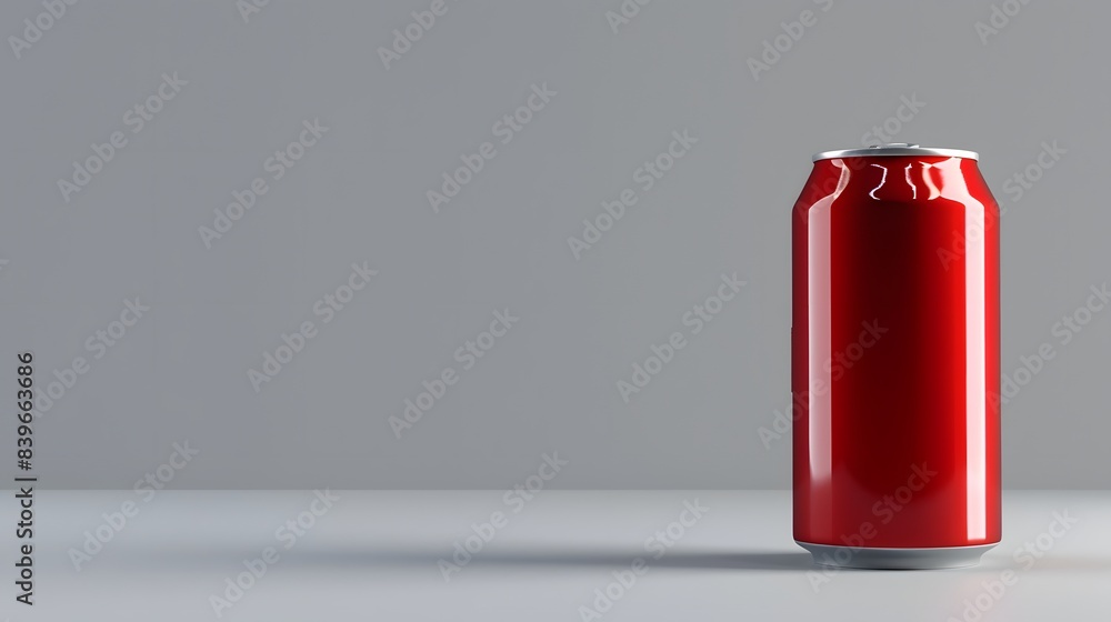 A red soda can mock up with copy space background A red soda can mock up with copy space background