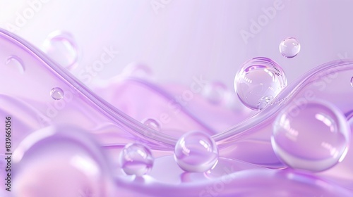 Abstract modern lavender background with fluid round droplets and wavy lines for presentations, posters, banners