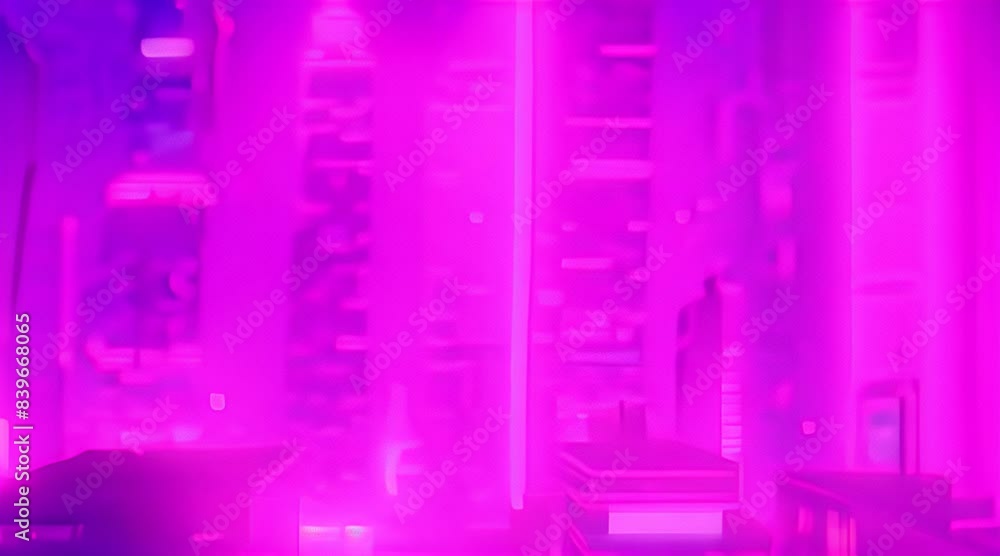 Skyscrapers with neon lights in night city, synthwave style 3D animation. Neon illumination in megalopolis Skyscrapers with neon lights in night city, synthwave style 3D animation. Neon illumination in megalopolis