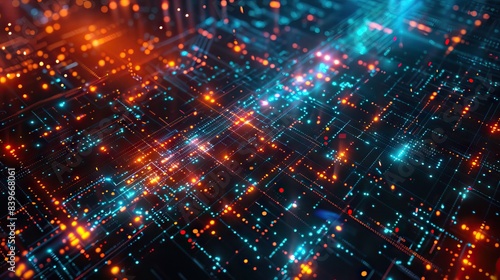 Wallpaper Mural Futuristic technology abstract lines and grid in virtual space from The concept of digital technology and the Internet. AI generated illustration Torontodigital.ca