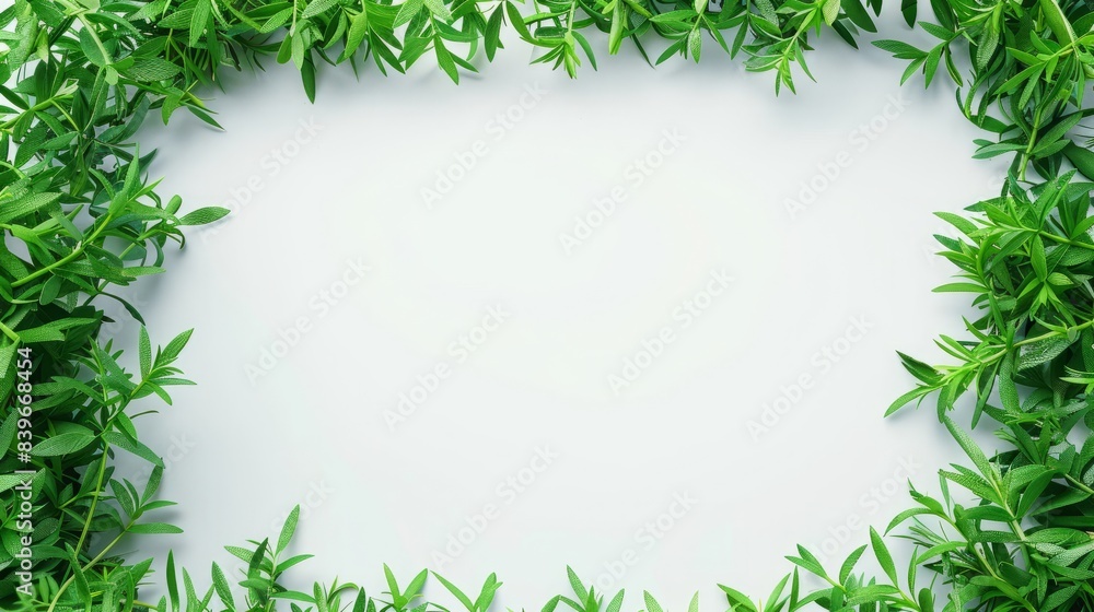 Naklejka premium frame made of grass around the edges on a white background.