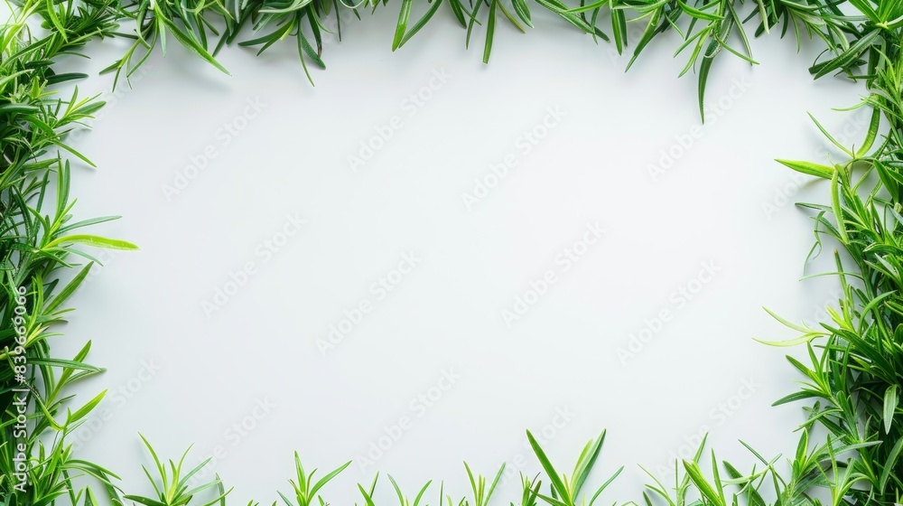 frame made of grass around the edges on a white background. frame made of grass around the edges on a white background.
