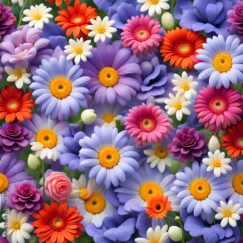 Background photo full of refined fresh wet Jasmine lily hollyhocks pansy gerbera carnation and other flowers
