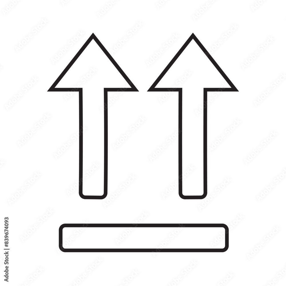 Up arrow silhouette, vector. Arrows vector set with stroke line. Modern Simple black arrow up symbol isolated on white background, upload icon. Vector illustration. Up arrow silhouette, vector. Arrows vector set with stroke line. Modern Simple black arrow up symbol isolated on white background, upload icon. Vector illustration.