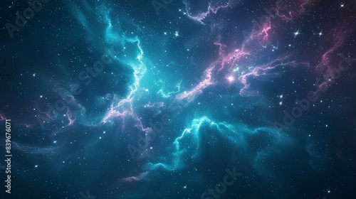 cosmic night sky, the night sky shimmers with auroras and cosmic energy, creating a mystical backdrop for astral projection and spiritual discovery photo
