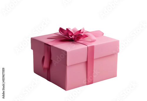 Pink gift box isolated on transparent background cutout