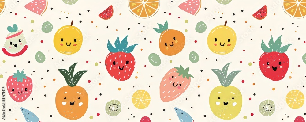 Happy Fruit Pattern Background Happy Fruit Pattern Background