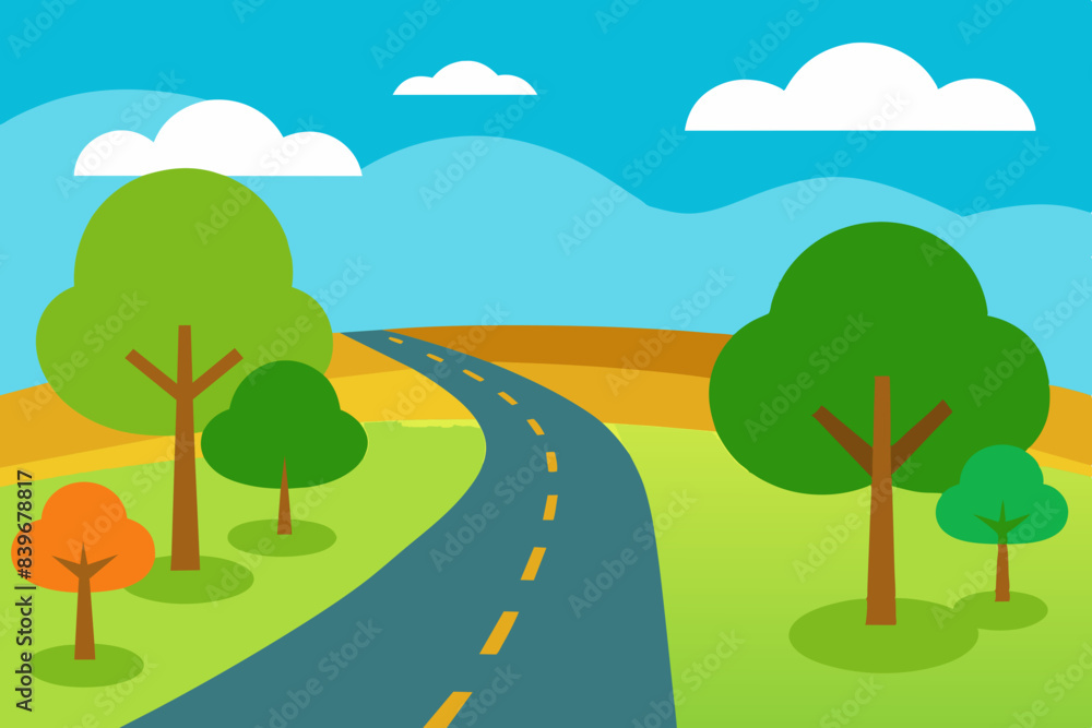 landscape with road illustration landscape with road illustration