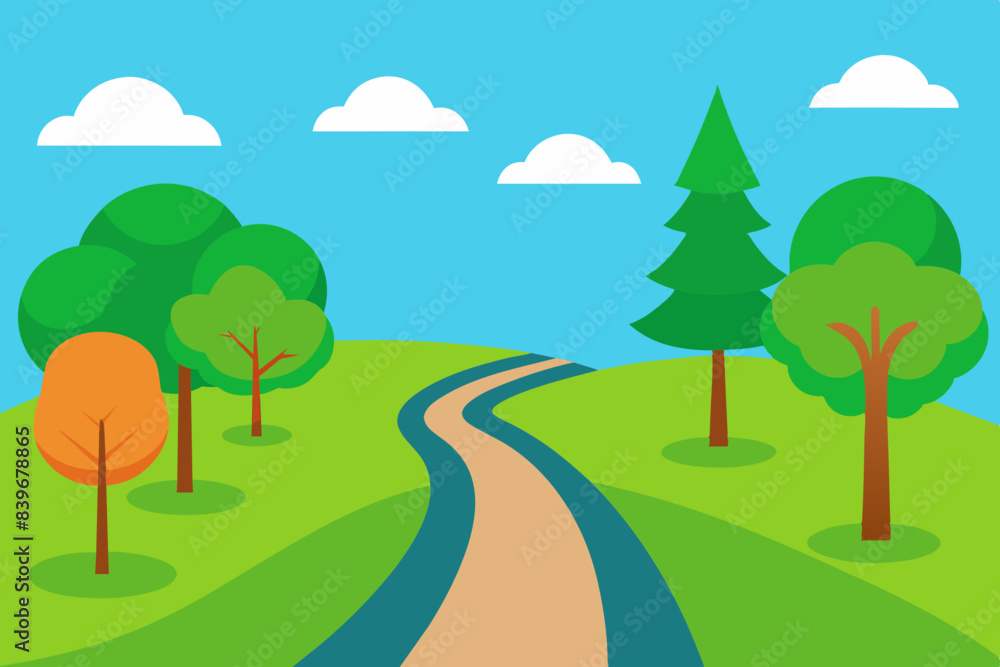 Fototapeta premium landscape with road illustration