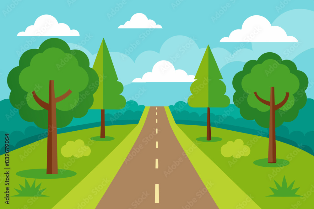 landscape with road illustration landscape with road illustration