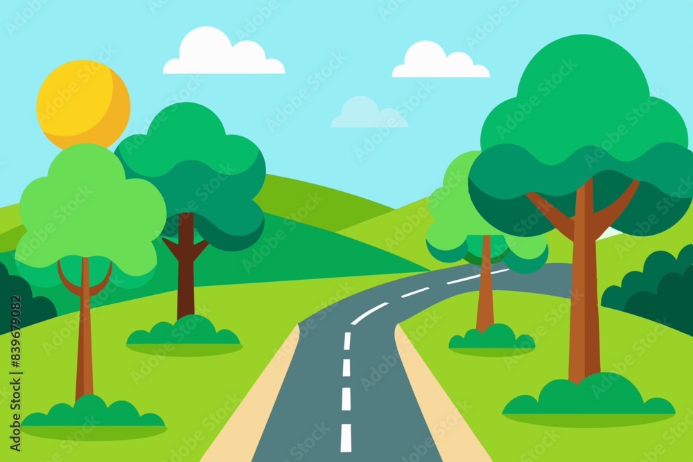 landscape with road illustration landscape with road illustration