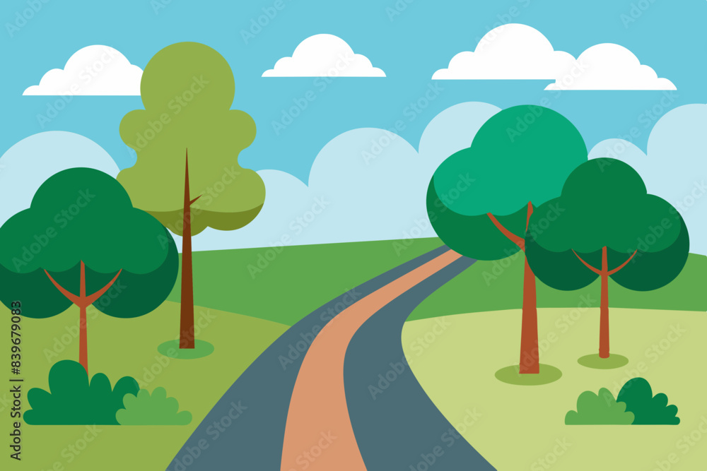 landscape with road illustration landscape with road illustration