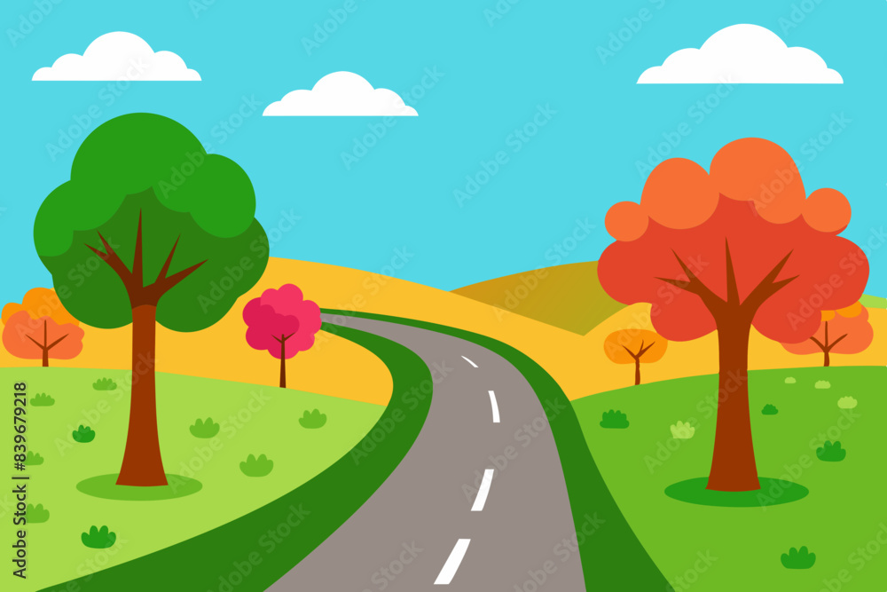 landscape with road illustration landscape with road illustration