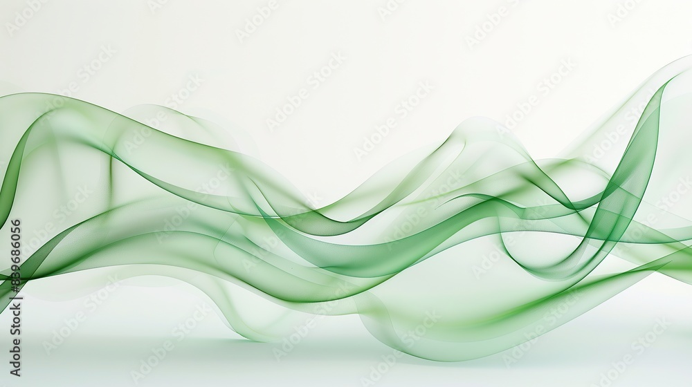 Fototapeta premium Soft sage wave abstract background, calming and inviting, isolated on white