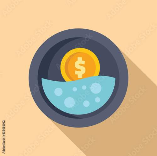 Gold coin being washed in a washing machine, representing the concept of money laundering