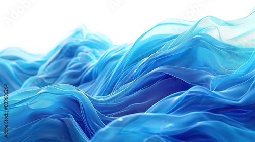 Vibrant cerulean wave abstract background, crisp and cool, isolated on white