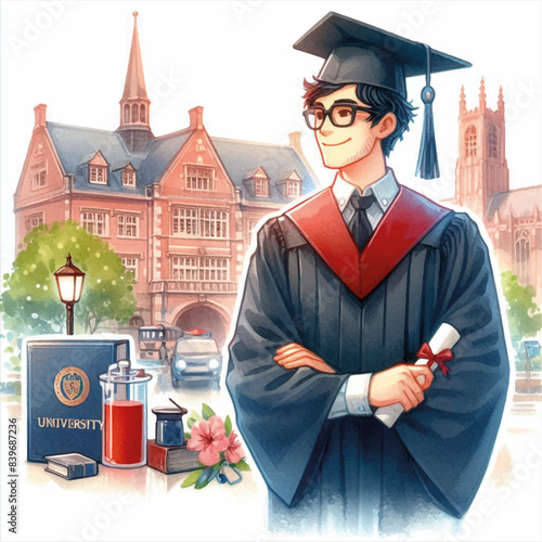 graduate student with diploma, university graduation 