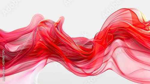 Vibrant coral red wave abstract background, lively and passionate, isolated on white