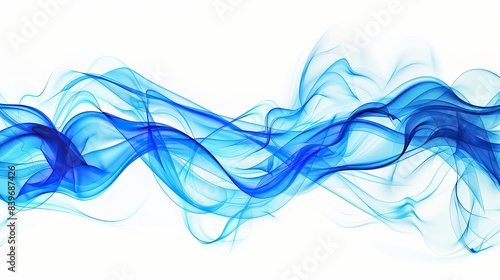 Vibrant electric blue wave abstract design, dynamic and bold, isolated on a white backdrop photo
