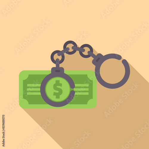 Conceptual illustration of money laundering. Corruption. And illegal financial activities with dollar bills. Handcuffs. And symbols of bribery and criminal business