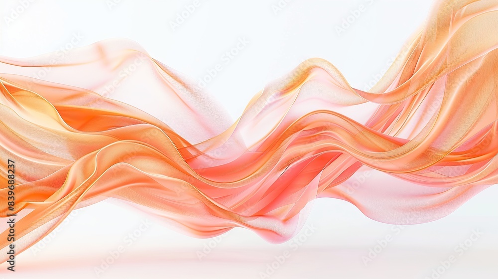 Vibrant peach wave abstract design, warm and inviting, isolated on a white backdrop Vibrant peach wave abstract design, warm and inviting, isolated on a white backdrop