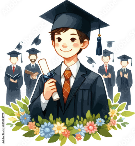 graduate student with diploma, university graduation 