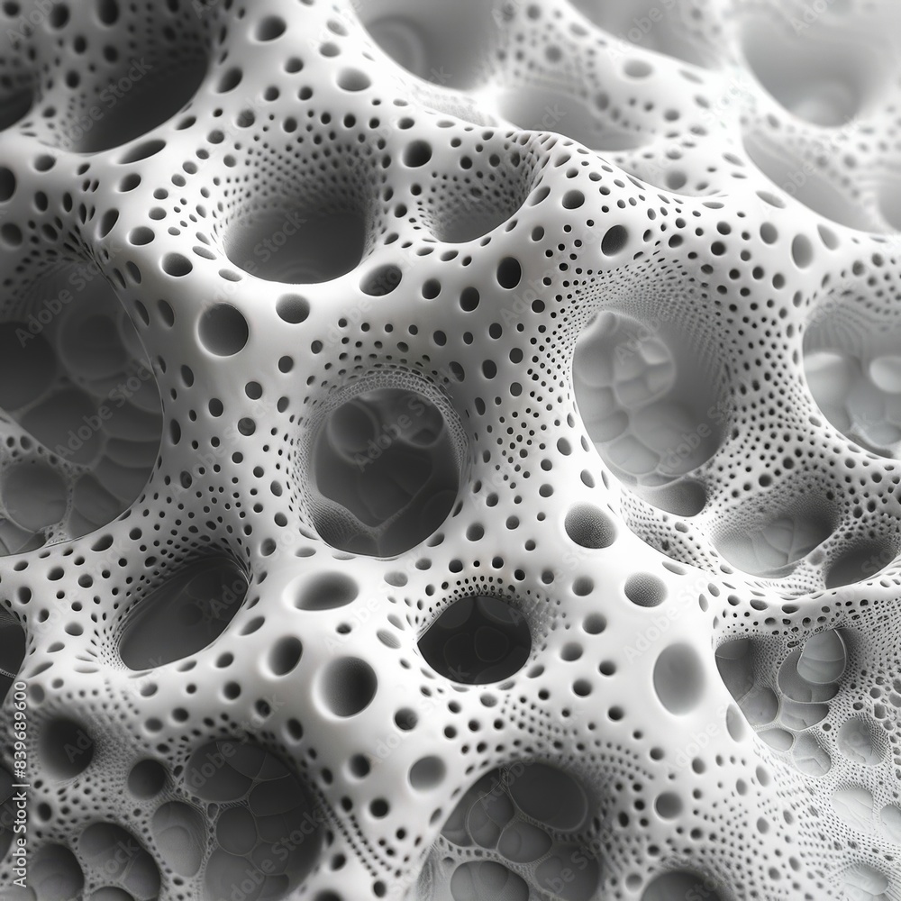 A black and white photo showing a sponge with holes, part of natures beauty A black and white photo showing a sponge with holes, part of natures beauty