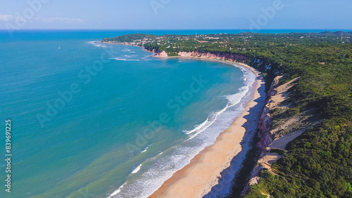 Aerial view of dolphin bay in Pipa beach, Rio Grande do Norte, Brazil.