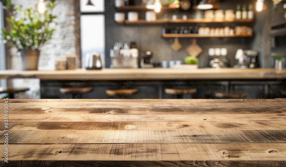Empty beautiful wood tabletop counter on interior in clean and bright background 