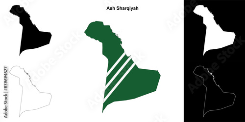 Ash Sharqiyah province outline map set photo