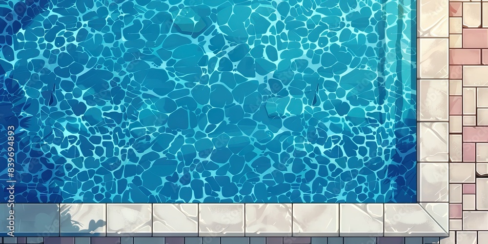 Obraz premium a blue pool water from directly above, tabletop shot, 16-bit pixel art