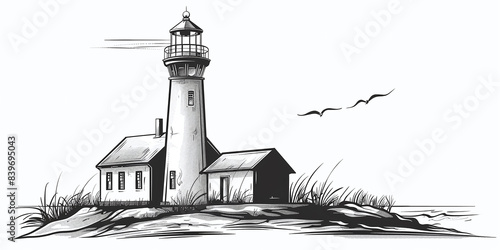 Lighthouse in style pen architecture building beacon