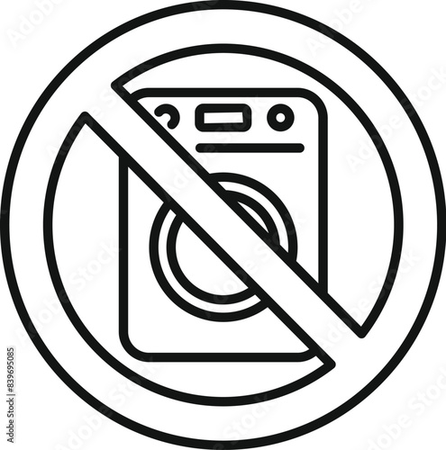 Clear and simple symbol prohibiting the use of a washing machine