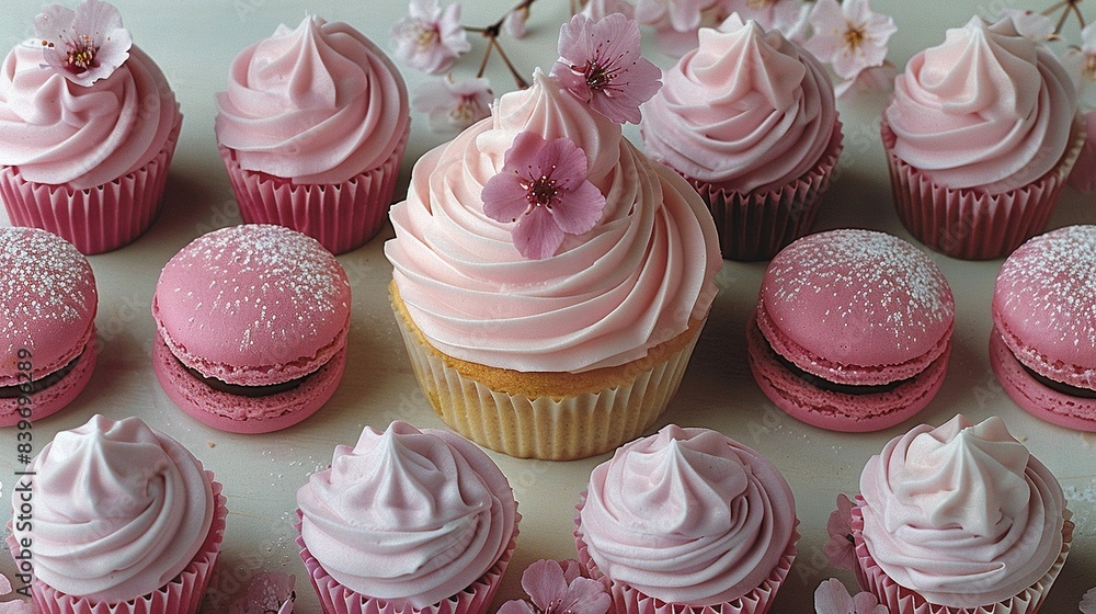 A table topped with cupcakes A table topped with cupcakes