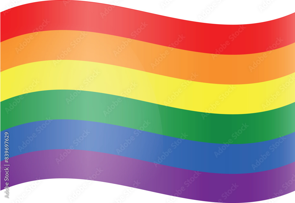 Waving LGBT Pride flag icon logo on a transparent background. Rainbow flag LGBT pride month card poster. LGBT Pride flag, LGBT Pride Month, LGBT Gay Pride