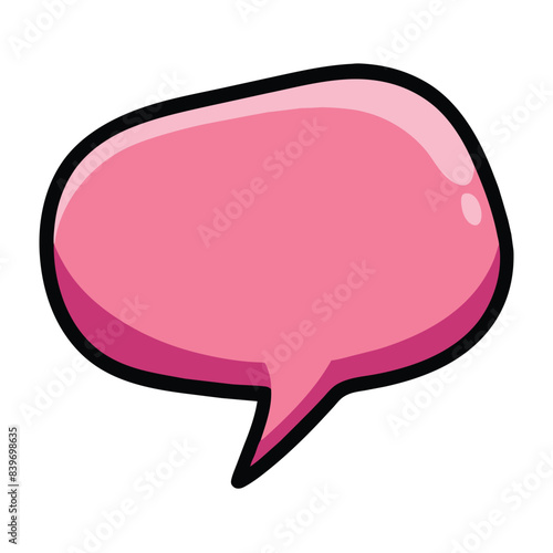 Pink speech bubble vector illustration, isolated cartoon style dialogue balloon