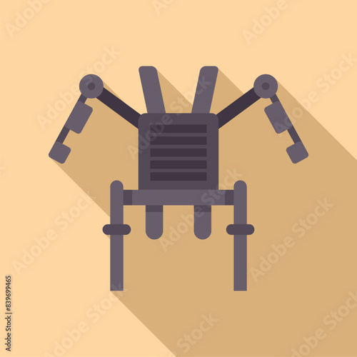 Flat design, long shadow icon of a back exercise machine often found at a gym