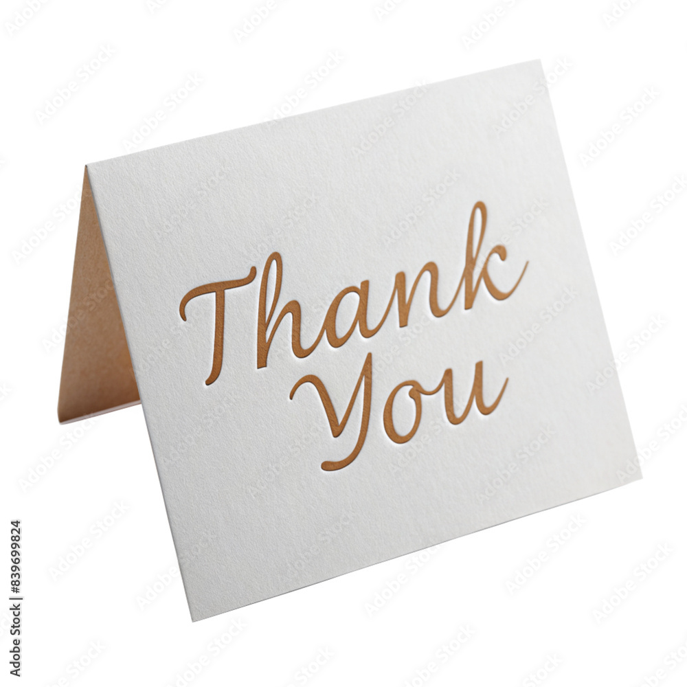Elegant White Thank You Card with Gold Script Text, cut out isolated PNG transparent Elegant White Thank You Card with Gold Script Text, cut out isolated PNG transparent