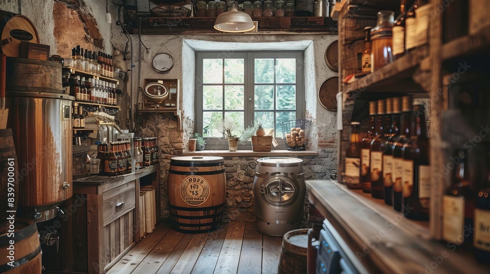 Home brewing craft beer recipes, Cozy home brewery setup with fermenting tanks Home brewing craft beer recipes, Cozy home brewery setup with fermenting tanks