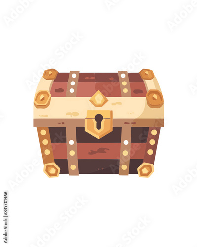 jewel encrusted wooden hidden mystery secret special private pirate golden fortune treasure chest illustration design 