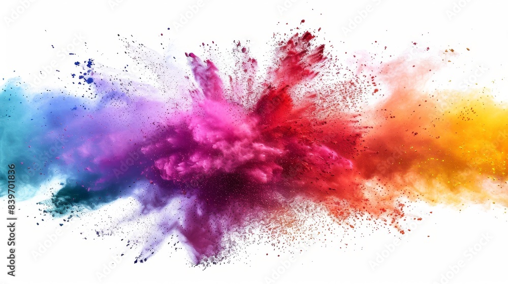abstract colorful powder explosion isolated on a white background, the creative process, art school, a riot of colors abstract colorful powder explosion isolated on a white background, the creative process, art school, a riot of colors