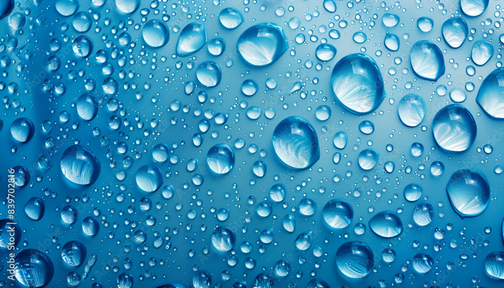 water drops on blue plastic texture background water drops on blue plastic texture background