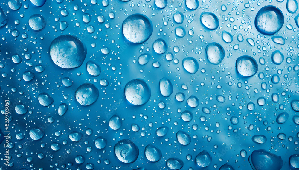 water drops on blue plastic texture background water drops on blue plastic texture background