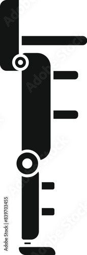 Illustration of a futuristic black and white exoskeleton robotic suit isolated on a white background