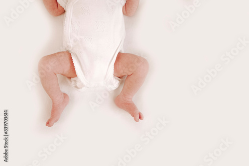 details of newborn baby with white background
