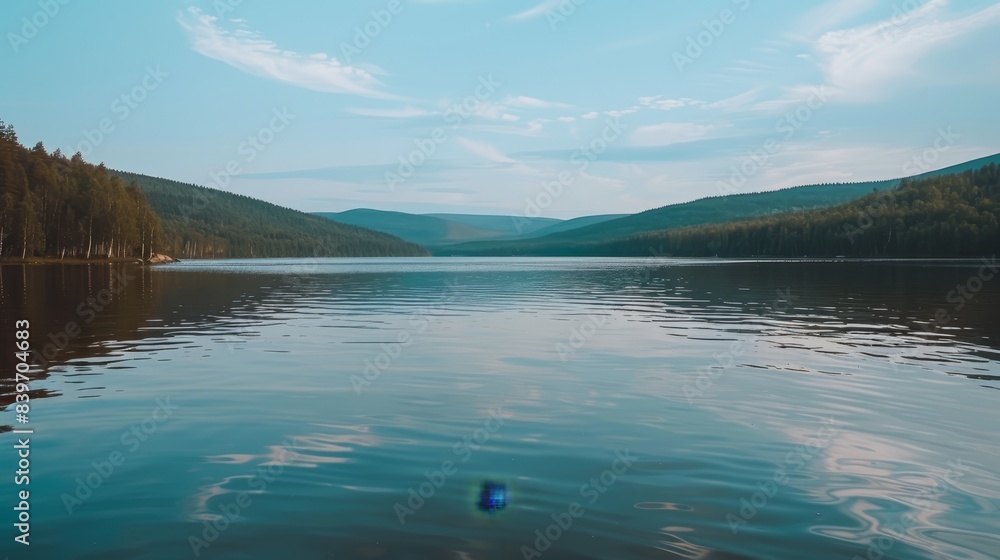 Tranquil mountain lake at sunset, ideal for wellness retreat ads with golden peaceful ambiance Tranquil mountain lake at sunset, ideal for wellness retreat ads with golden peaceful ambiance