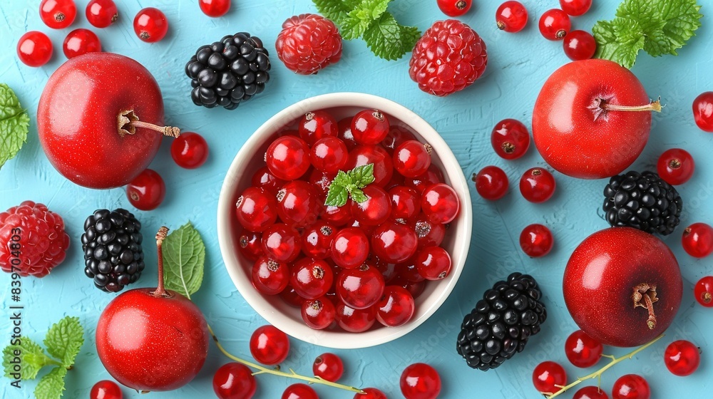 A bowl full of cherries, blackberries, raspberries, and blueberries A bowl full of cherries, blackberries, raspberries, and blueberries