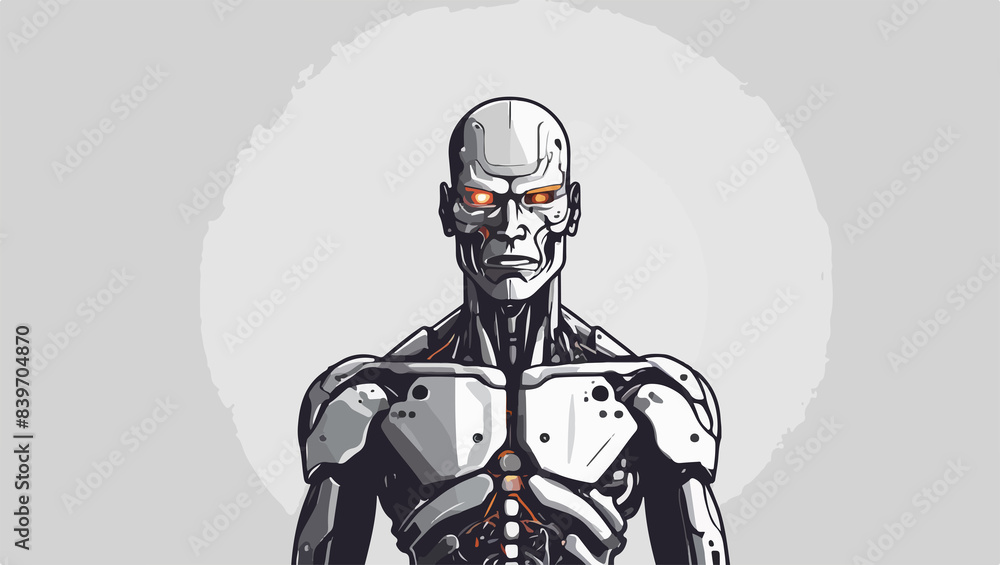 Fototapeta premium robot cyborg illustration , Vector style design , flat